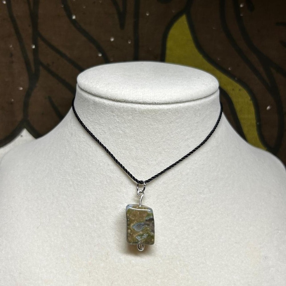 rainforest jasper dainty gemstone cord stainless steel boho chic adjustable